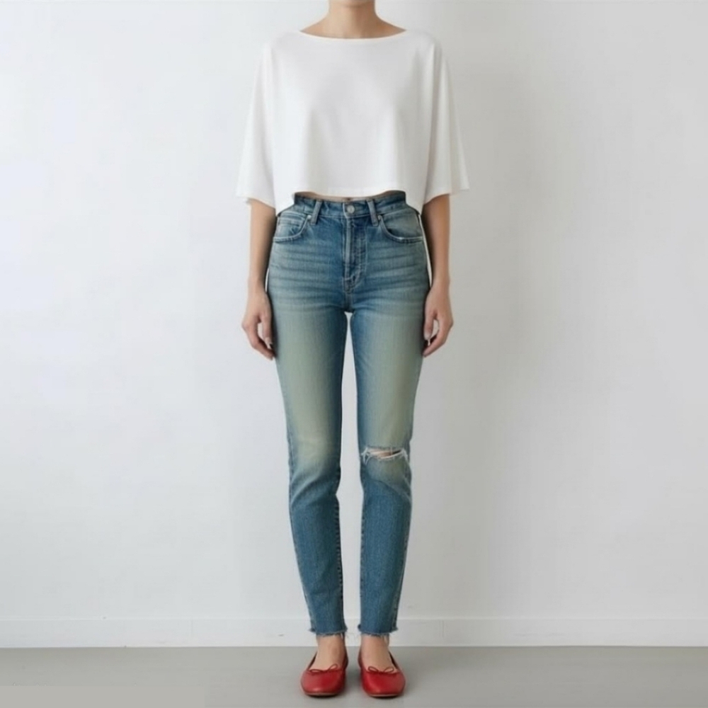 New! Free People Stella Button Fly Raw Hem Jeans We The Free